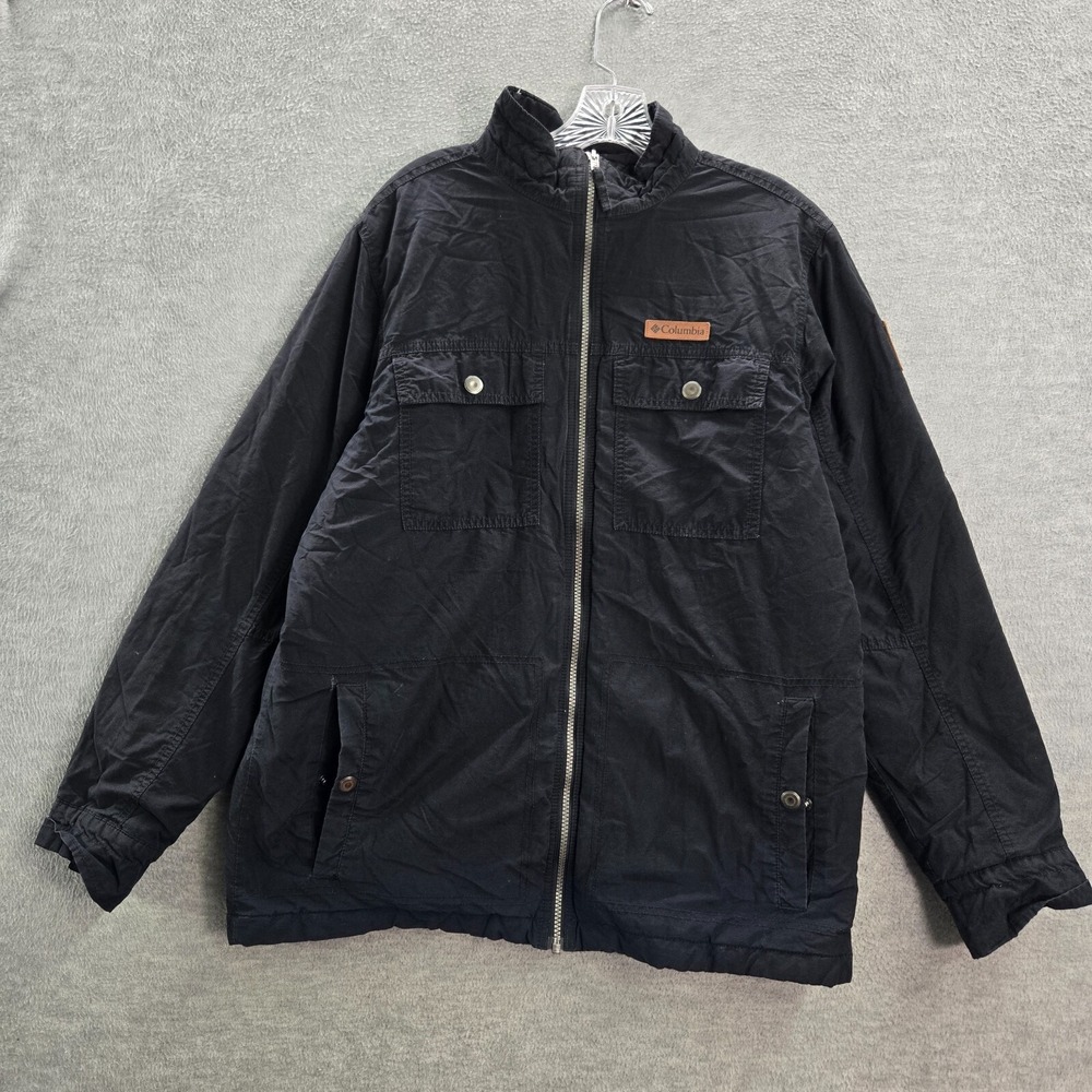 Columbia Men Jacket‎ M Black Wheeler Lodge Pockets Full Zip Long Sleeve